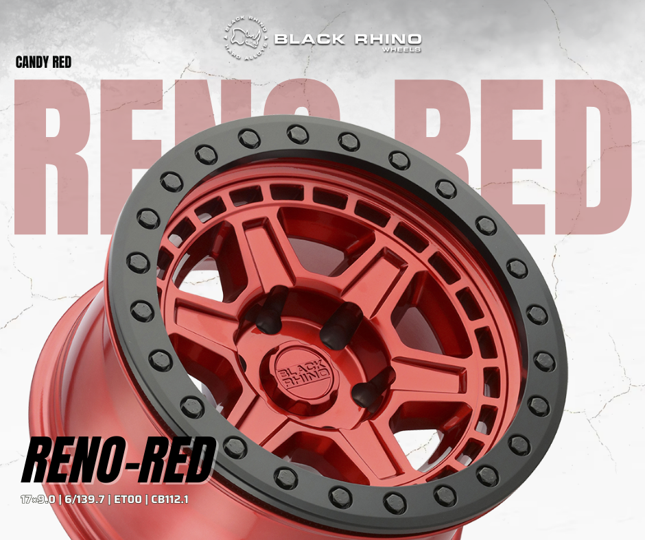 Mâm Black Rhino Reno 17×9.0 | 6/139.7 | ET00 | CB112.1 (Màu Đỏ Candy)